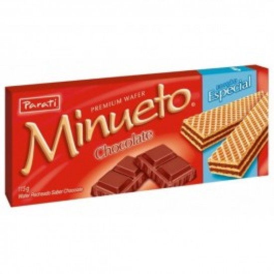 BISCOITO WAFER PARATI MINUETO CHOCOLATE 115G