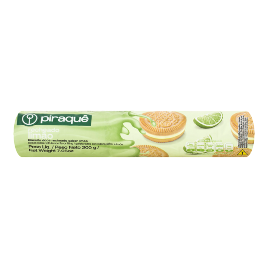 BISCOITO RECHEADO PIRAQUE LIMAO 200 GR