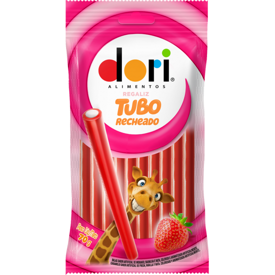 TUBO RECHEADO 70G MORANGO