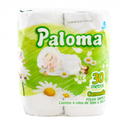 PAPEL HIGIENICO PALOMA CAMOMILA FOLHA SIMPLES 30M