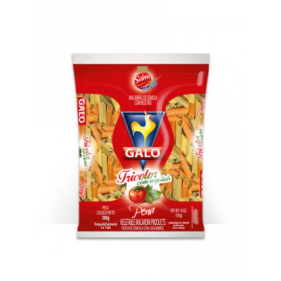 MASSAS GALO PENNE TRICOLOR 500GR